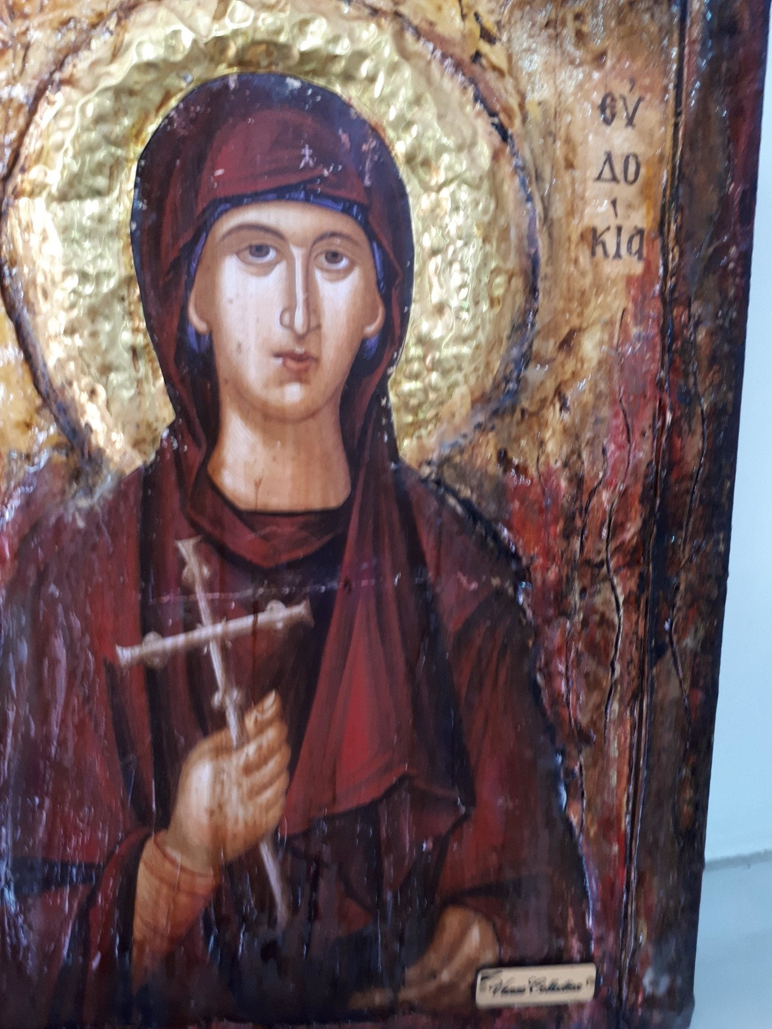 Saint St. Evdokia Rare Greek Orthodox & Christian Icon on Wood-Unique Handmade Icon - Vanas Collection