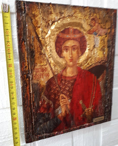 Saint St. George Icon- Handmade Greek Orthodox Byzantine Antique Style Icons - Vanas Collection