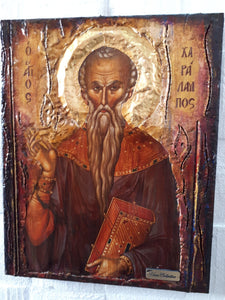 Saint St. Haralambos Charalampus Charalambos Greek Orthodox Icon Wood Icons - Vanas Collection