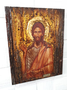Saint St. Ioannis John Prodromos Icon - Wooden Greek Christian Orthodox Icons - Vanas Collection