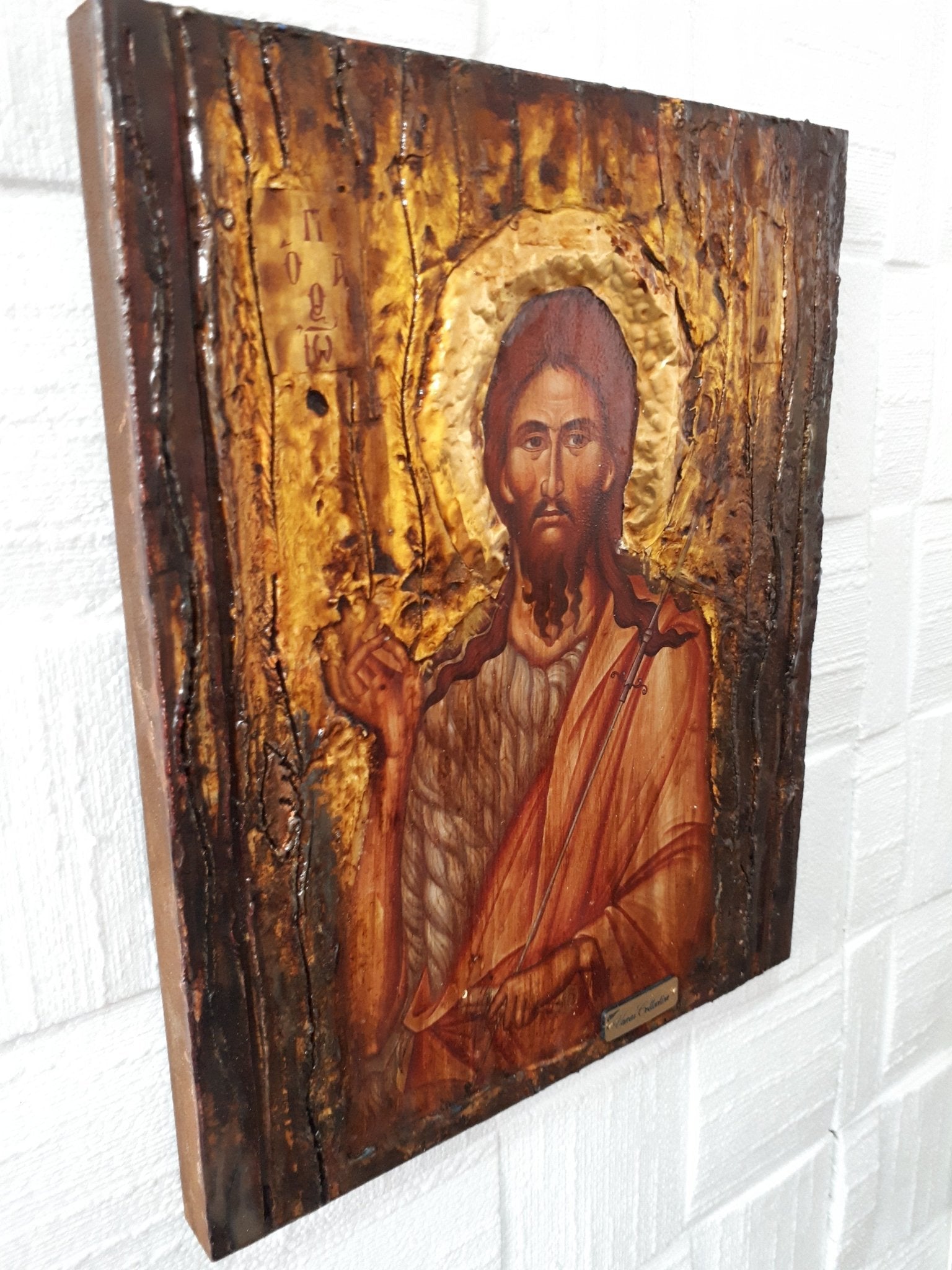 Saint St. Ioannis John Prodromos Icon - Wooden Greek Christian Orthodox Icons - Vanas Collection