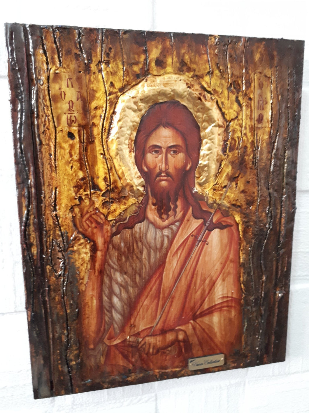 Saint St. Ioannis John Prodromos Icon - Wooden Greek Christian Orthodox Icons - Vanas Collection
