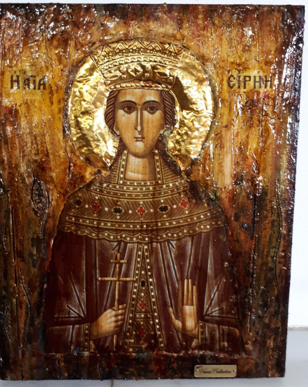 Saint St Irene Irina Santa Irene Greek Orthodox Icon Byzantine Religious Antique - Vanas Collection