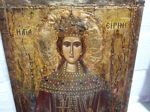 Saint St Irene Irina Santa Irene-Greek Orthodox Icon Handmade - Vanas Collection