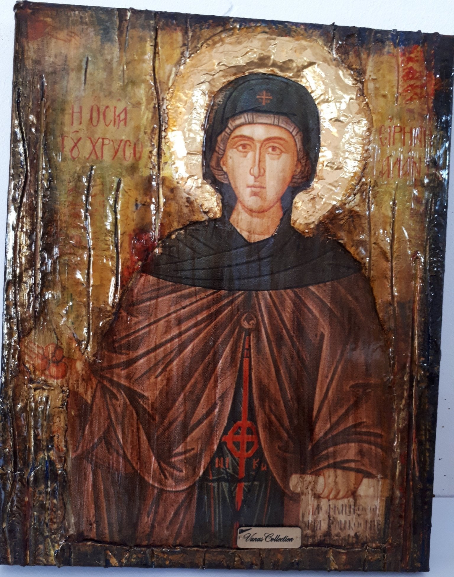 Saint St Irene Irini Chrysovalantou Icon-Greek Orthodox Christian Antique Style Icons - Vanas Collection
