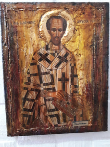 Saint St. John Chrysostom - Greek Russian Orthodox Byzantine Antique Style Icons - Vanas Collection
