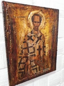Saint St. John Chrysostom - Greek Russian Orthodox Byzantine Antique Style Icons - Vanas Collection