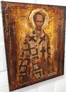 Saint St. John Chrysostom - Greek Russian Orthodox Byzantine Antique Style Icons - Vanas Collection