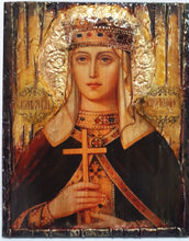 Load image into Gallery viewer, Saint St. Ludmila Ludmilla Icon-Antique Style-Greek Orthodox Byzantine Icons - Vanas Collection