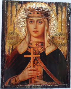 Saint St. Ludmila Ludmilla Icon-Antique Style-Greek Orthodox Byzantine Icons - Vanas Collection