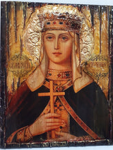 Load image into Gallery viewer, Saint St. Ludmila Ludmilla Icon-Antique Style-Greek Orthodox Byzantine Icons - Vanas Collection