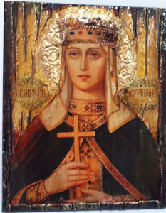 Saint St. Ludmila Ludmilla Icon-Antique Style-Greek Orthodox Byzantine Icons - Vanas Collection