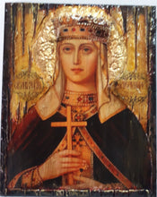 Load image into Gallery viewer, Saint St. Ludmila Ludmilla Icon-Antique Style-Greek Orthodox Byzantine Icons - Vanas Collection