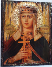 Load image into Gallery viewer, Saint St. Ludmila Ludmilla Icon-Antique Style-Greek Orthodox Byzantine Icons - Vanas Collection