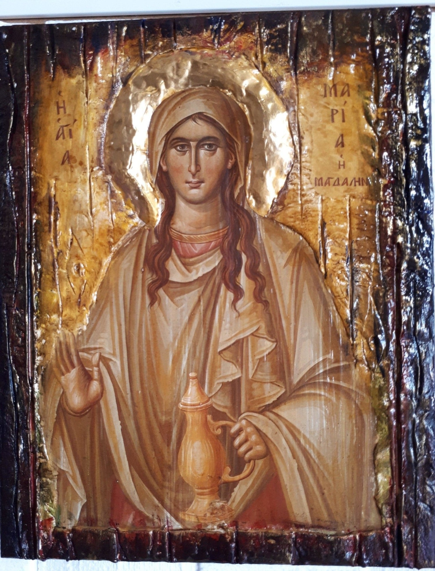 Saint St Maria Magdalini Icon on Wood-Greek Orthodox Russian Icons - Vanas Collection