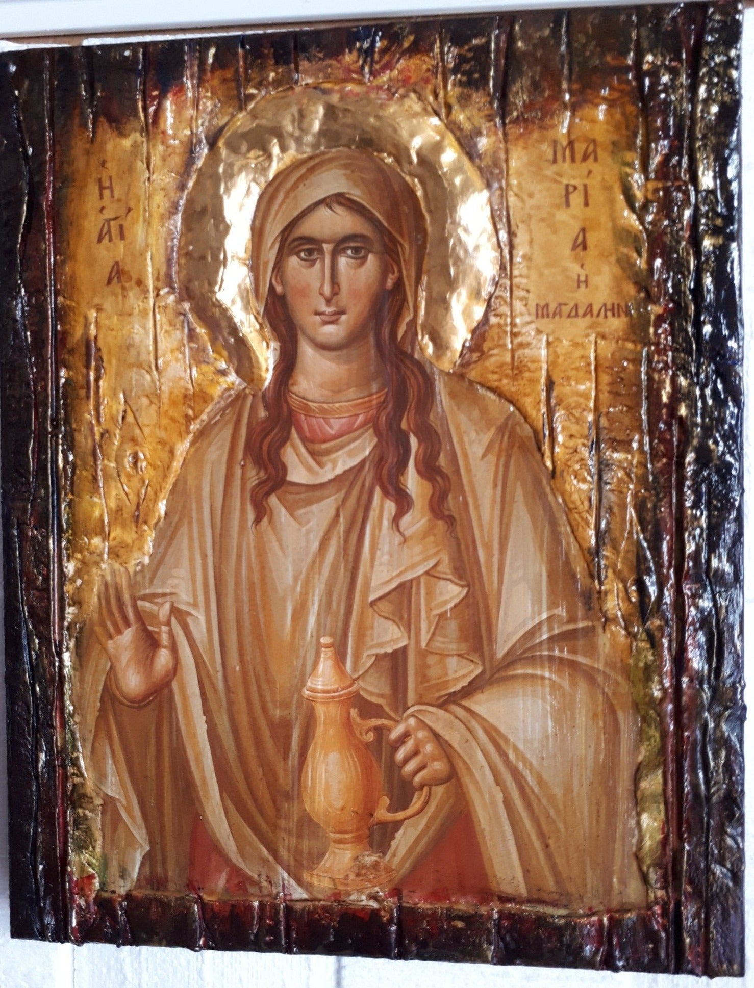 Saint St Maria Magdalini Icon on Wood-Greek Orthodox Russian Icons - Vanas Collection