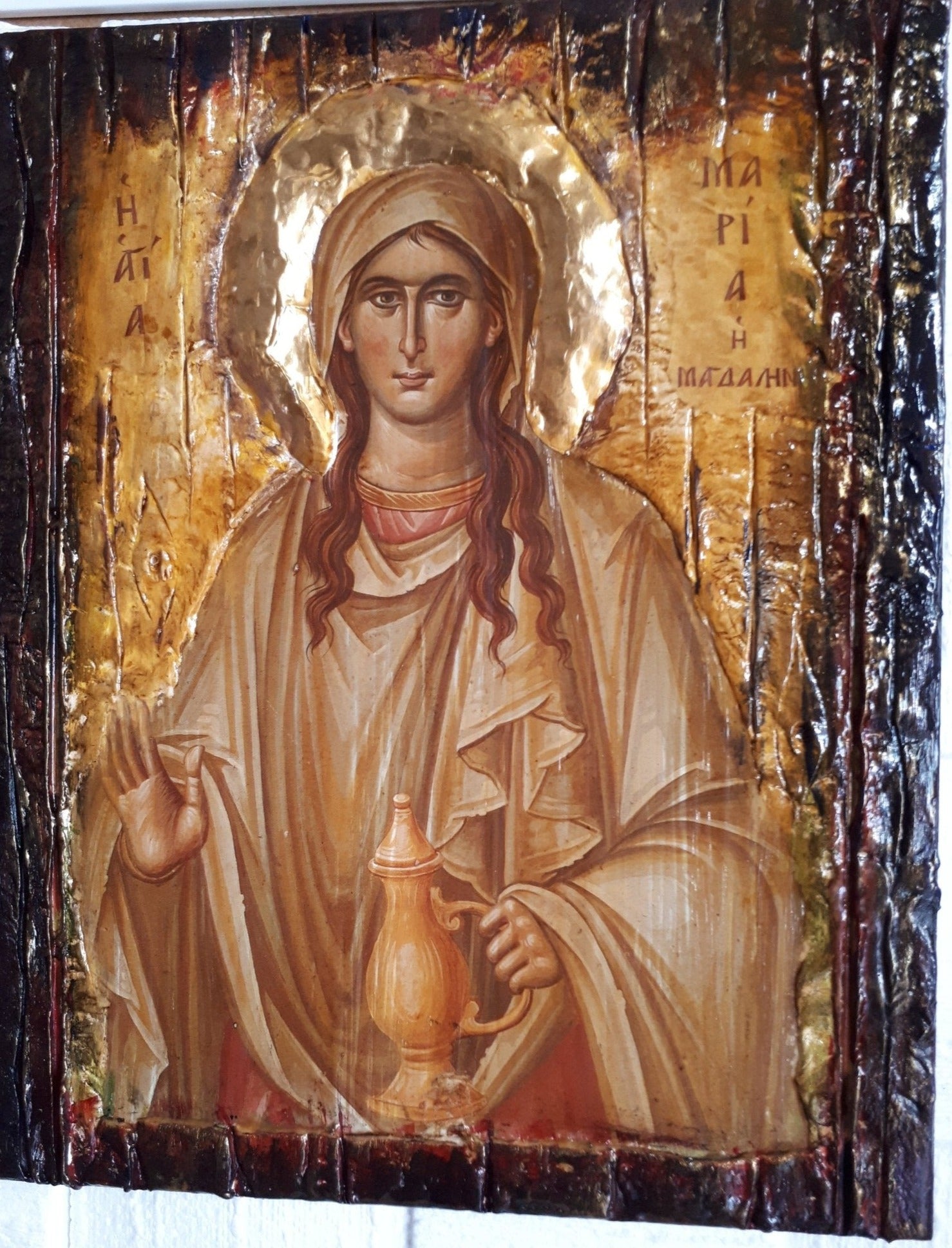 Saint St Maria Magdalini Icon on Wood-Greek Orthodox Russian Icons - Vanas Collection