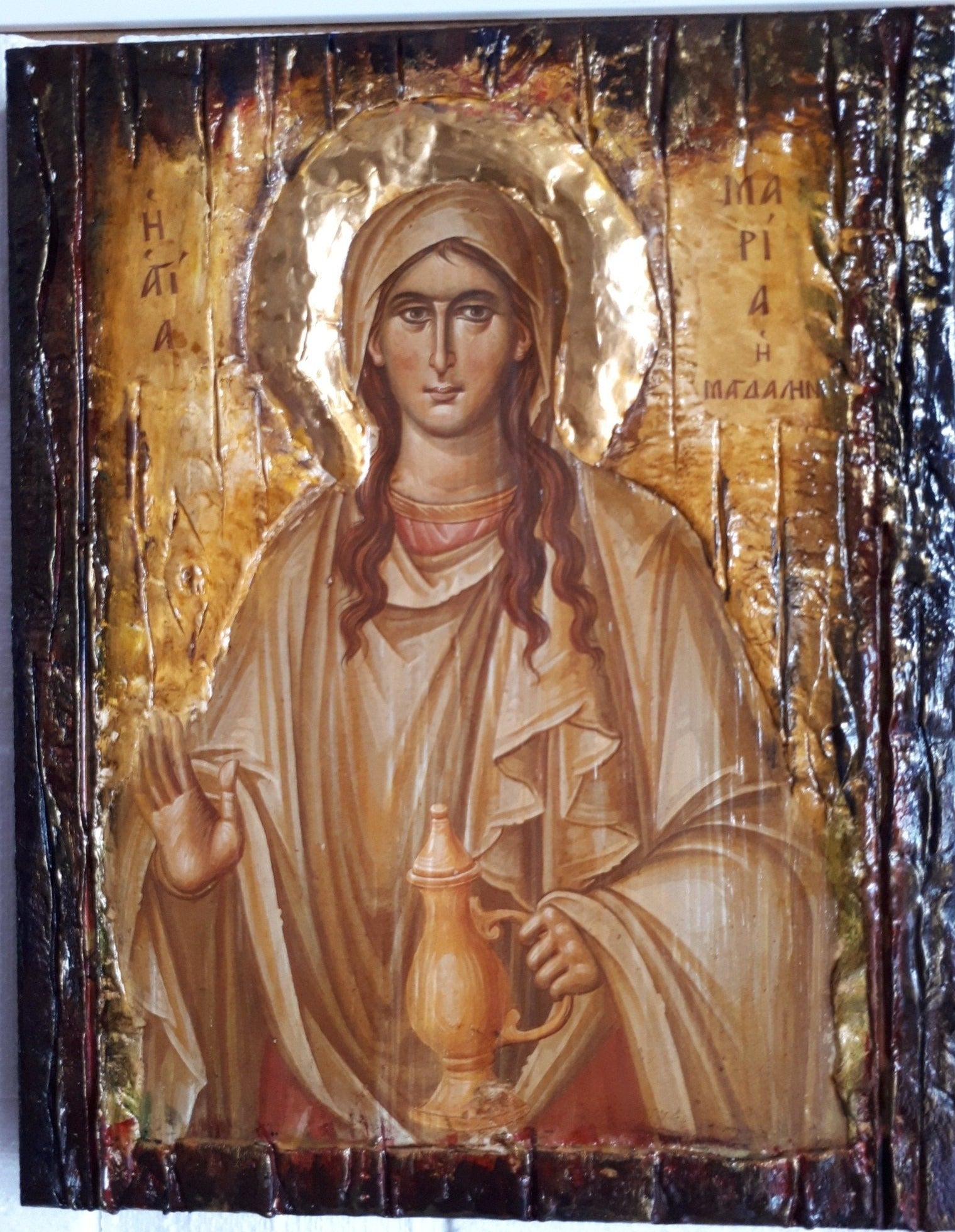 Saint St Maria Magdalini Icon on Wood-Greek Orthodox Russian Icons - Vanas Collection