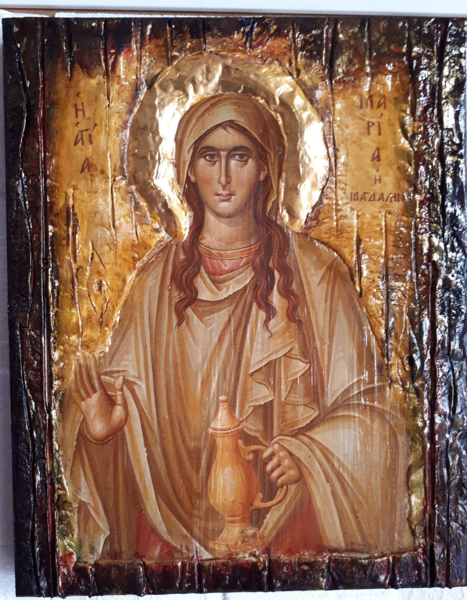 Saint St Maria Magdalini Icon on Wood-Greek Orthodox Russian Icons - Vanas Collection