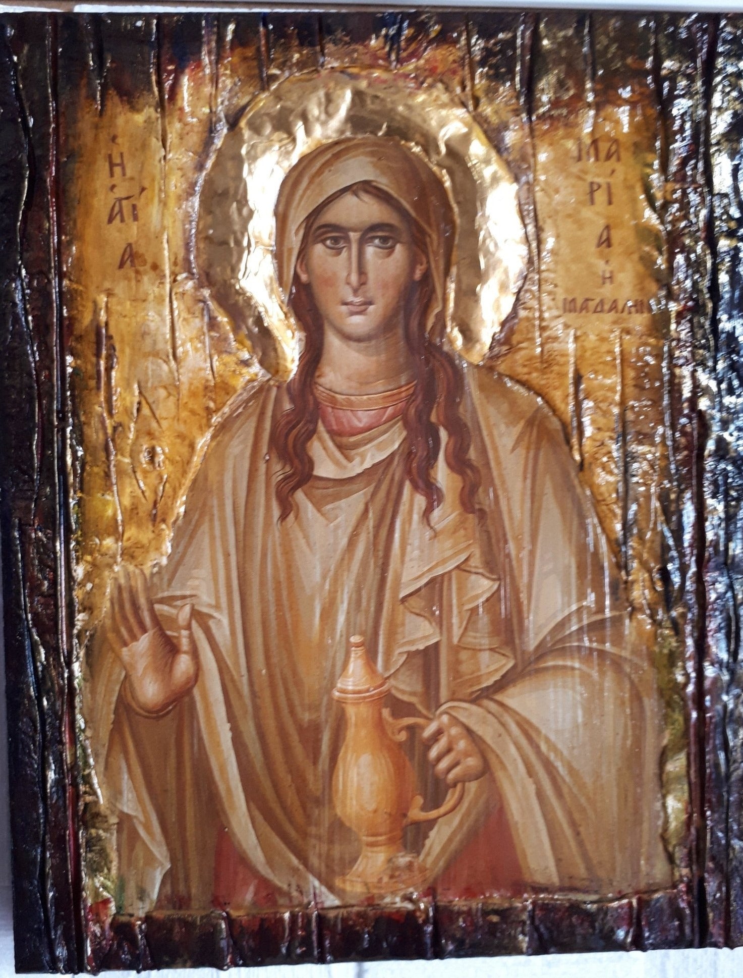 Saint St Maria Magdalini Icon on Wood-Greek Orthodox Russian Icons - Vanas Collection