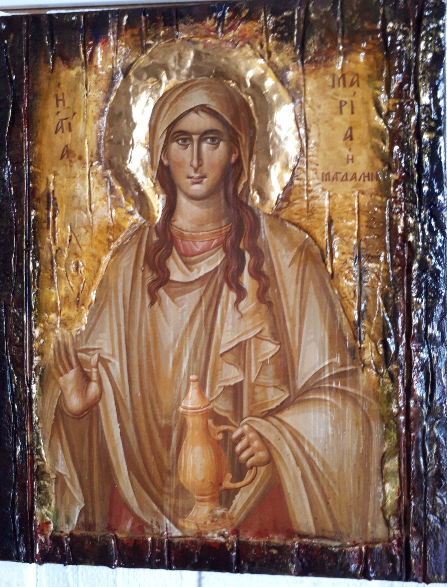 Saint St Maria Magdalini Icon on Wood-Greek Orthodox Russian Icons - Vanas Collection