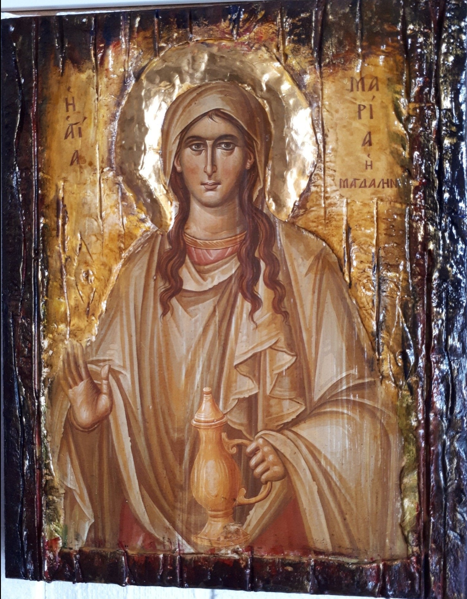 Saint St Maria Magdalini Icon on Wood-Greek Orthodox Russian Icons - Vanas Collection