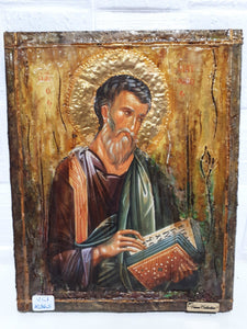 Saint St Mathew Icon Greek Orthodox Wood "ΑΓΙΟΣ ΜΑΤΘΑΪΟΣ" Handmade - Vanas Collection