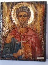 Load image into Gallery viewer, Saint St Menas Minas Icon Greek Orthodox Byzantine Handmade Icons Antique Style - Vanas Collection