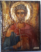 Load image into Gallery viewer, Saint St Menas Minas Icon Greek Orthodox Byzantine Handmade Icons Antique Style - Vanas Collection