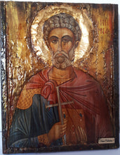 Laden Sie das Bild in den Galerie-Viewer, Saint St Menas Minas Icon Greek Orthodox Byzantine Handmade Icons Antique Style - Vanas Collection