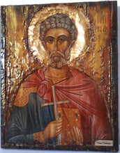 Load image into Gallery viewer, Saint St Menas Minas Icon Greek Orthodox Byzantine Handmade Icons Antique Style - Vanas Collection