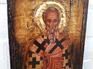 Saint St Nicephorus, Nikiforos Patriarch Of Constantinople Wooden Greek Icon - Vanas Collection