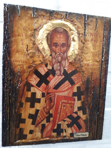 Saint St Nicephorus, Nikiforos Patriarch Of Constantinople Wooden Greek Icon - Vanas Collection