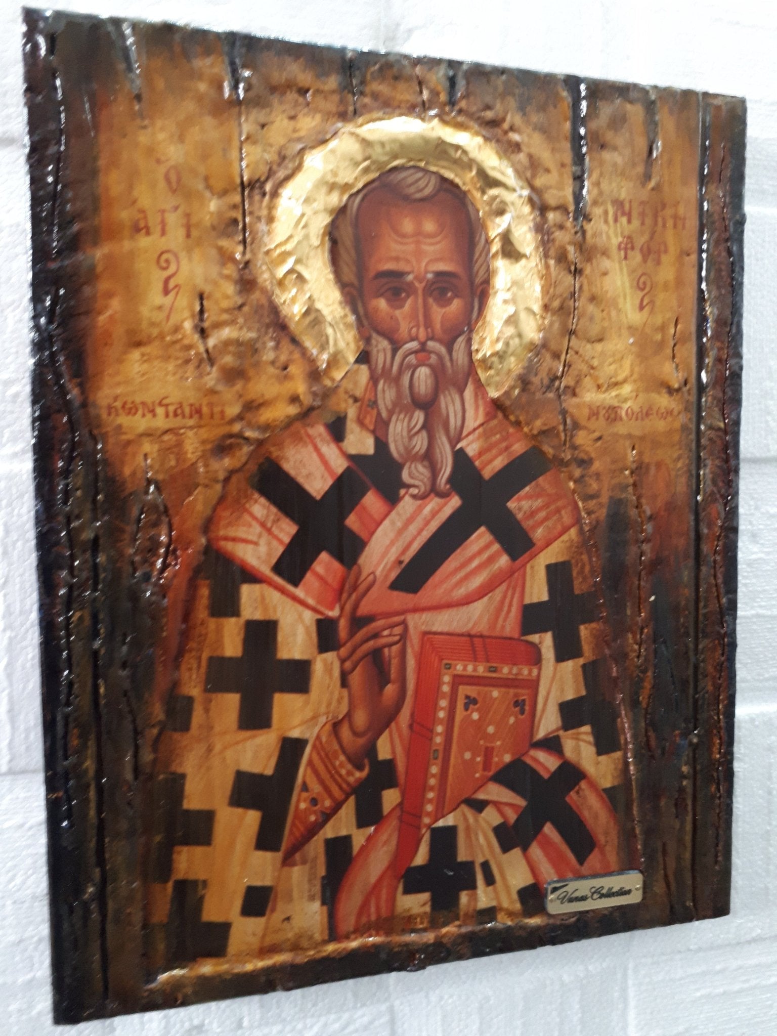 Saint St Nicephorus, Nikiforos Patriarch Of Constantinople Wooden Greek Icon - Vanas Collection