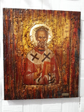 Load image into Gallery viewer, Saint St. Nicolas-Nikolas Wooden Greek Christian Orthodox Icon- Antique Style Icons - Vanas Collection