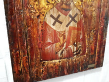 Load image into Gallery viewer, Saint St. Nicolas-Nikolas Wooden Greek Christian Orthodox Icon- Antique Style Icons - Vanas Collection