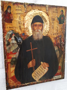 Saint St Paisios of Mount Athos Icon-Handmade Greek Orthodox Byzantine Icons - Vanas Collection