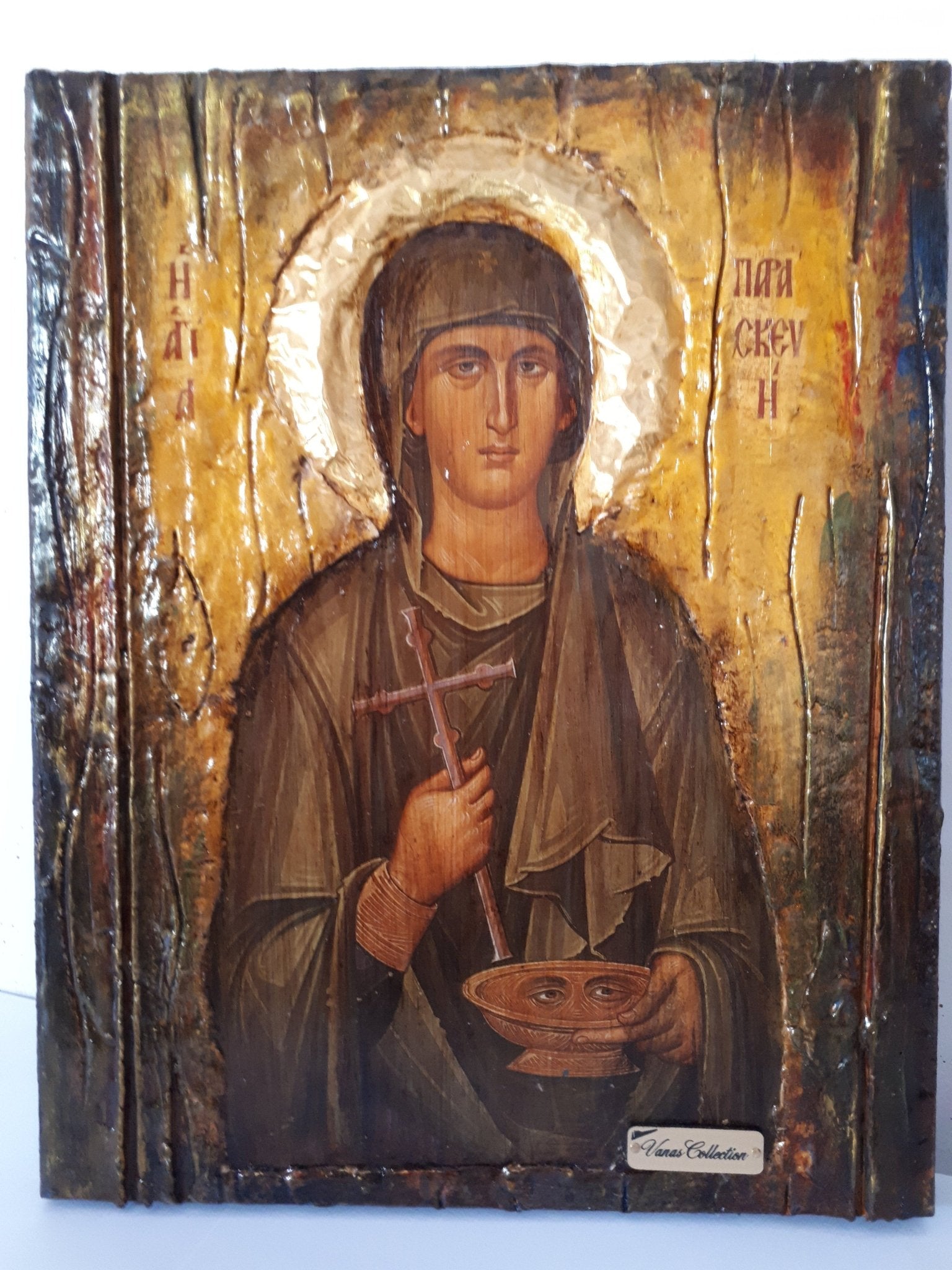 Saint St. Paraskevi Handmade Greek Byzantine Icons-Orthodox Icon Antique Style - Vanas Collection