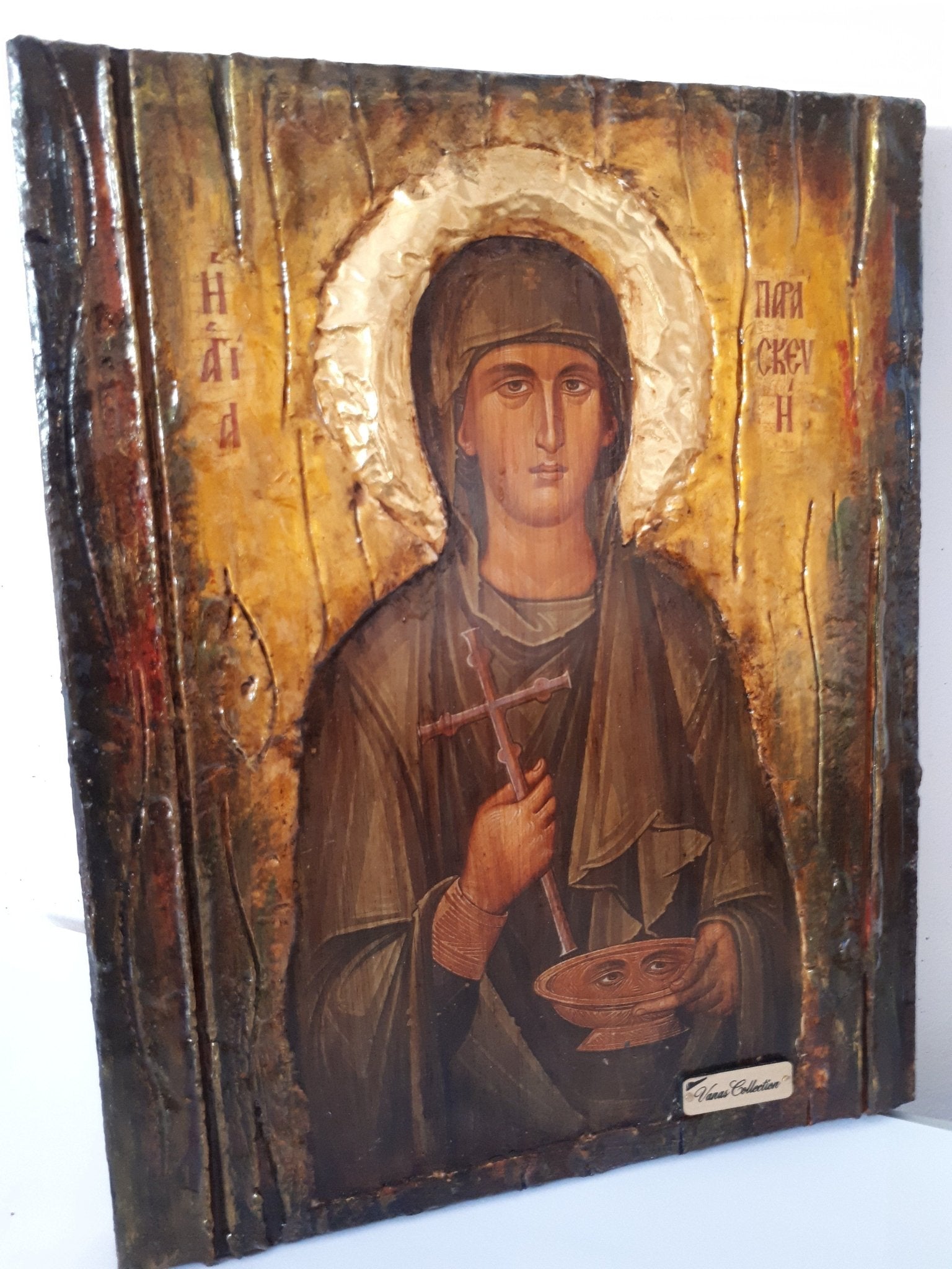 Saint St. Paraskevi Handmade Greek Byzantine Icons-Orthodox Icon Antique Style - Vanas Collection