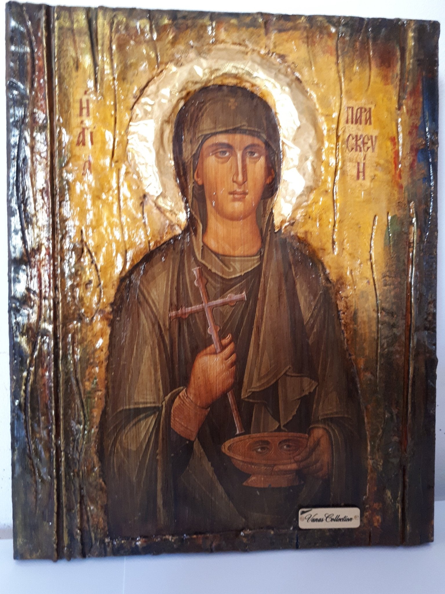 Saint St. Paraskevi Handmade Greek Byzantine Icons-Orthodox Icon Antique Style - Vanas Collection
