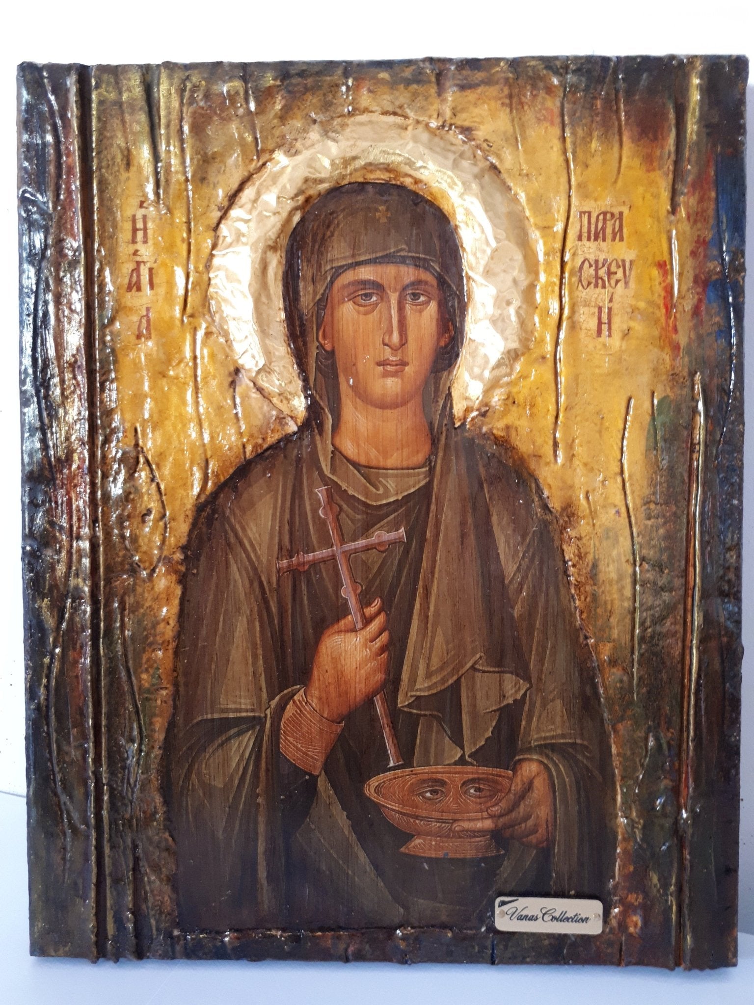 Saint St. Paraskevi Handmade Greek Byzantine Icons-Orthodox Icon Antique Style - Vanas Collection