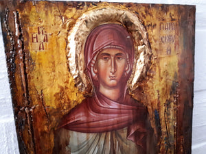 Saint St Paraskevi Icon - Greek Russian Orthodox Byzantine Icon Antique Style - Vanas Collection