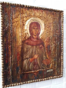 Saint St. Paraskevi on Wood Antique Style Icon - Orthodox Rare Byzantine Icons - Vanas Collection