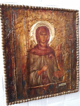 Load image into Gallery viewer, Saint St. Paraskevi on Wood Antique Style Icon - Orthodox Rare Byzantine Icons - Vanas Collection