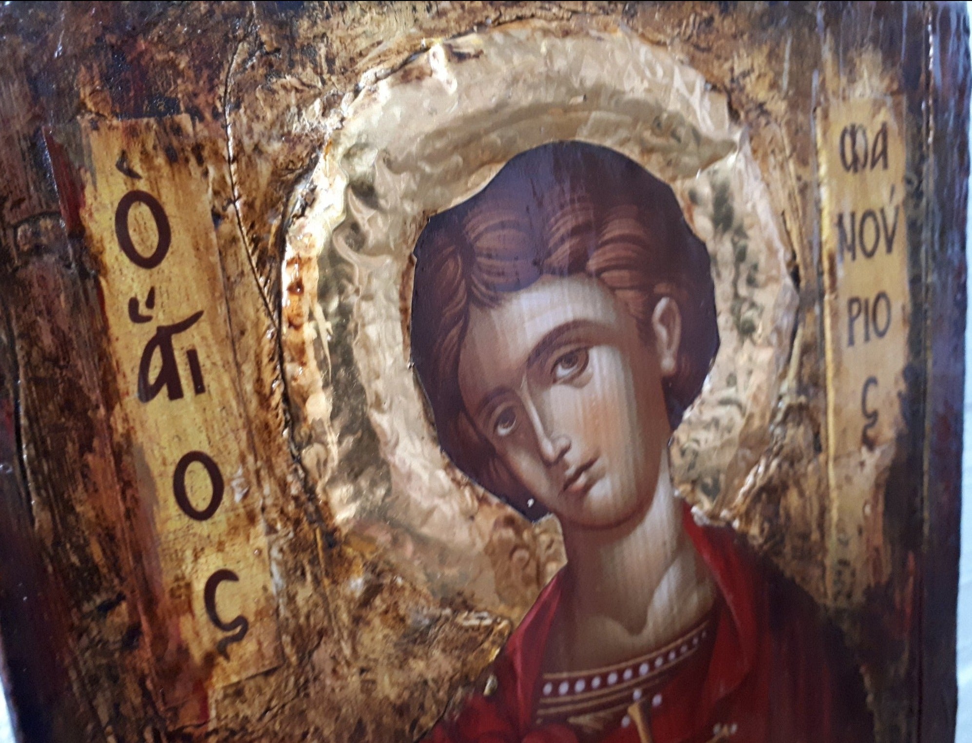 Saint St. Phanourios Fanourios Icon - Handmade Greek Orthodox Byzantine Icons - Vanas Collection