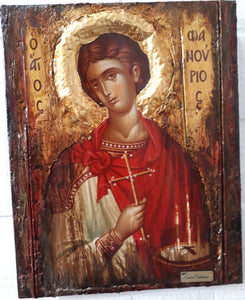 Saint St. Phanourios Fanourios Icon - Handmade Greek Orthodox Byzantine Icons - Vanas Collection