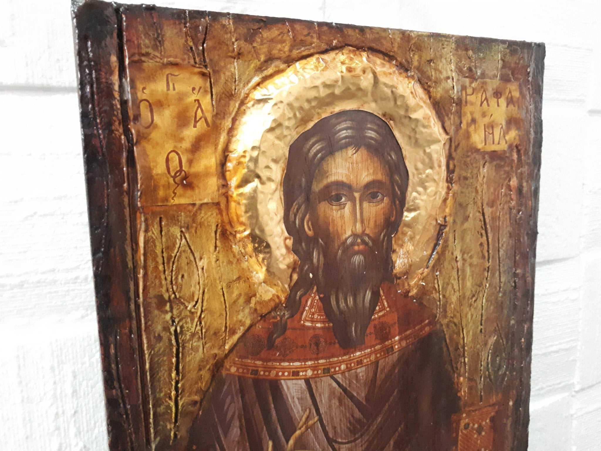 Saint St. Raphael Rafael-Christianity Orthodox Byzantine Greek Antique Icons - Vanas Collection