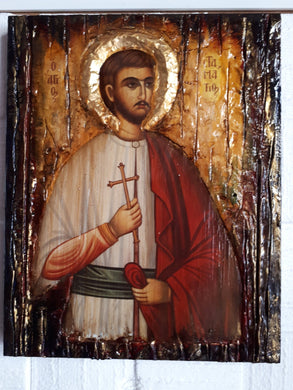 Saint St. Stamatios on Wood Icon-Orthodox Greek Christian Byzantine Icons - Vanas Collection