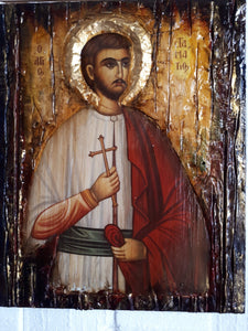 Saint St. Stamatios on Wood Icon-Orthodox Greek Christian Byzantine Icons - Vanas Collection
