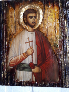 Saint St. Stamatios on Wood Icon-Orthodox Greek Christian Byzantine Icons - Vanas Collection